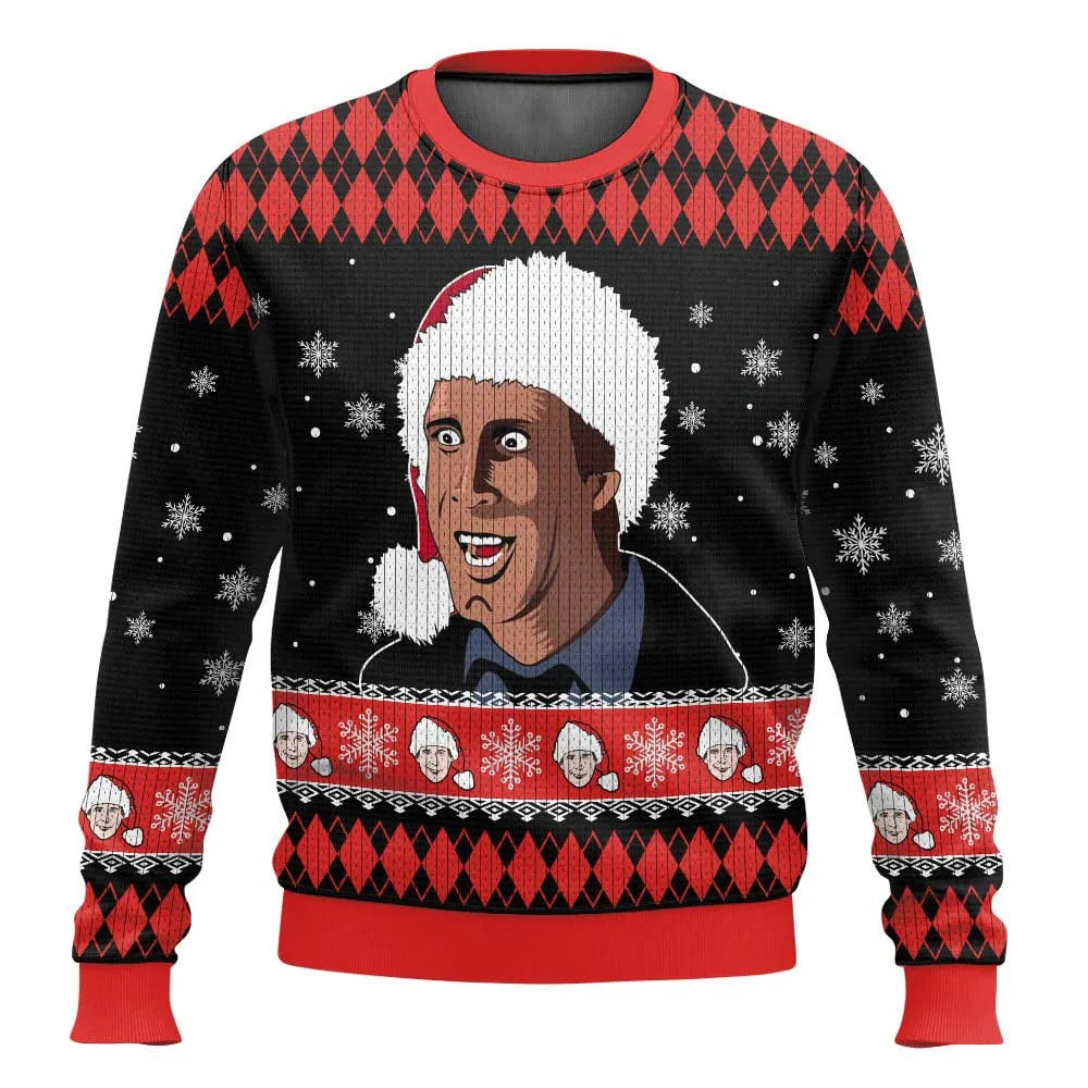 Pull de Noël homme motif ski drôle