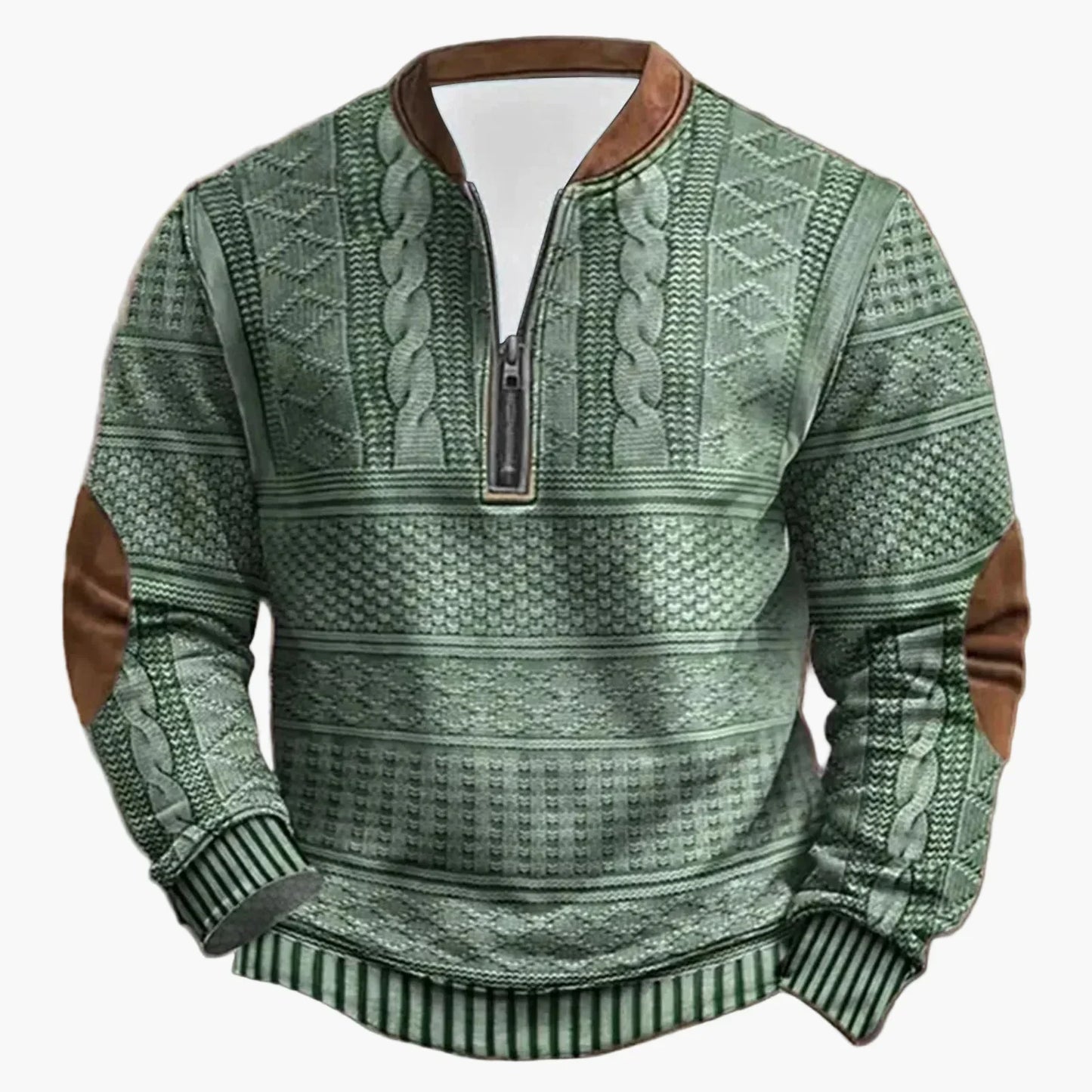 Pull d'extérieur confortable col montant zippé