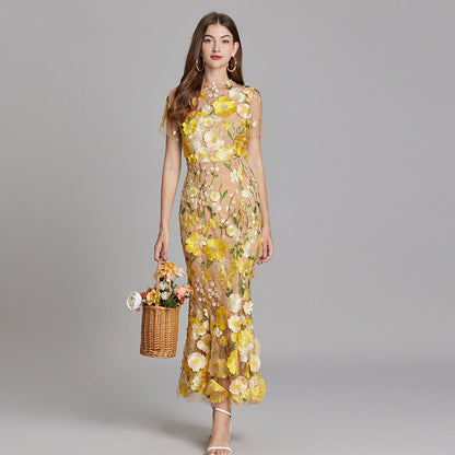 Robe longue sans manches style maxi pour femme