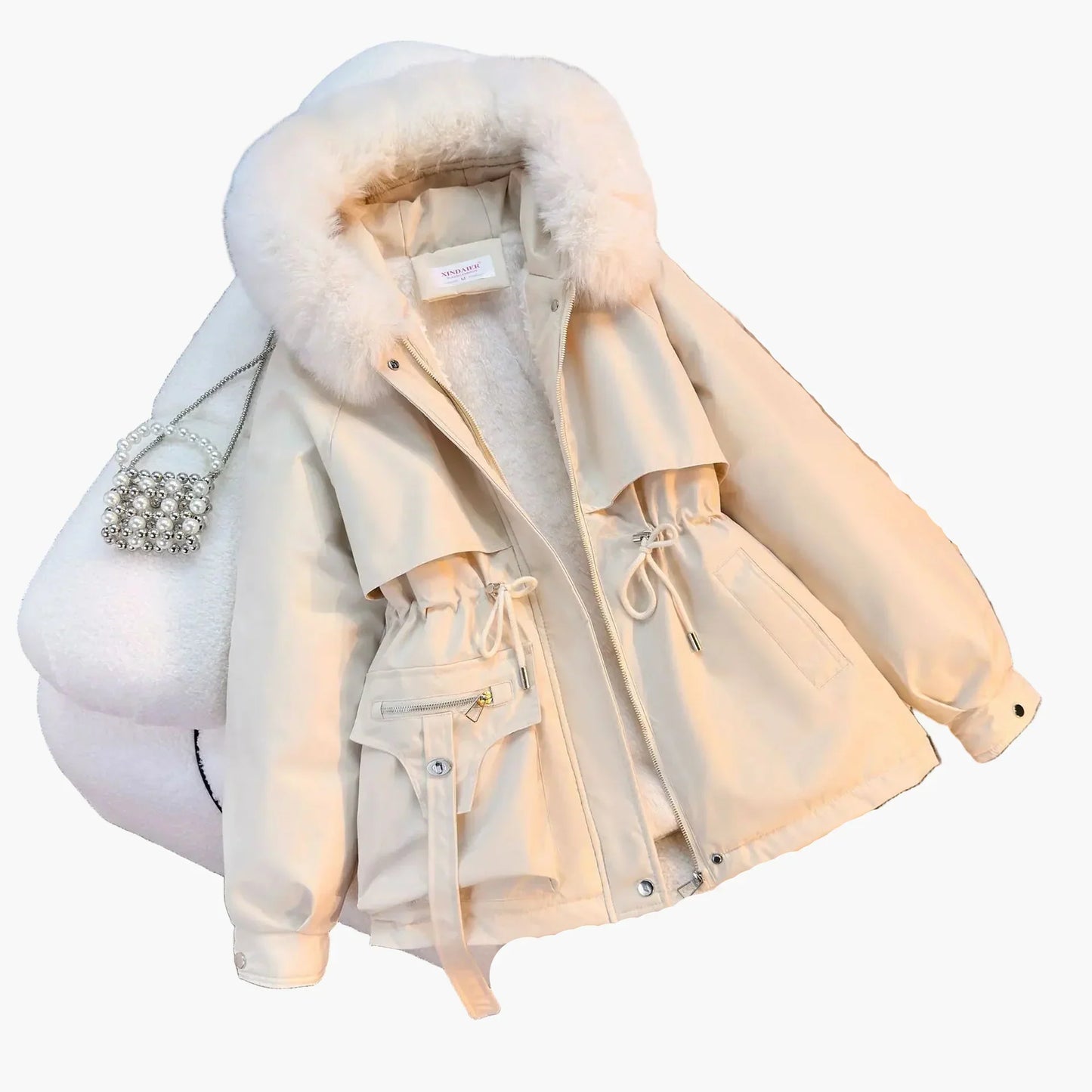 Doudoune Femme Chaude Capuche Fausse Fourrure