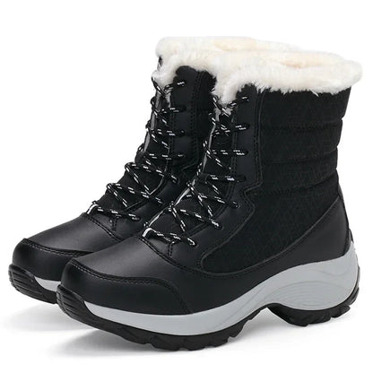 Bottes d'hiver pour femmes, doublées de polaire, hauteur cheville