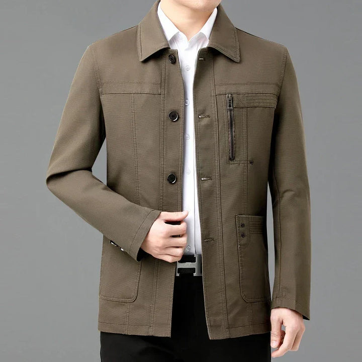 Blouson en cuir élégant avec doublure colorée