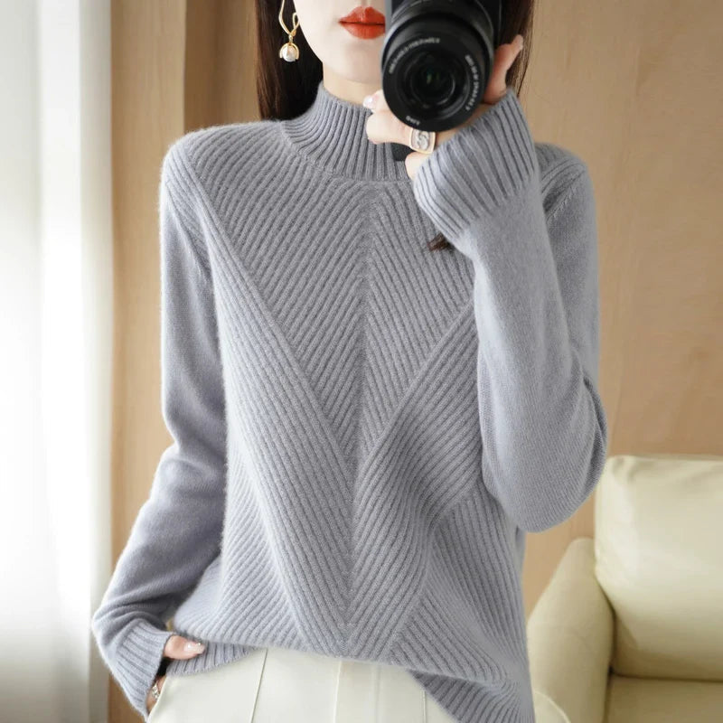 Pull tricoté Col Rond Chaud Hiver