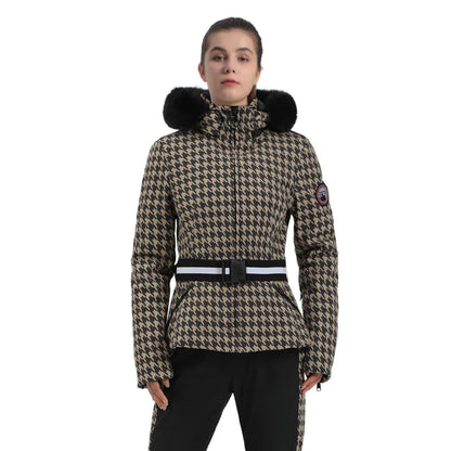 Damen Skijacke Winter Gemustert Warm - IdealeKleiden