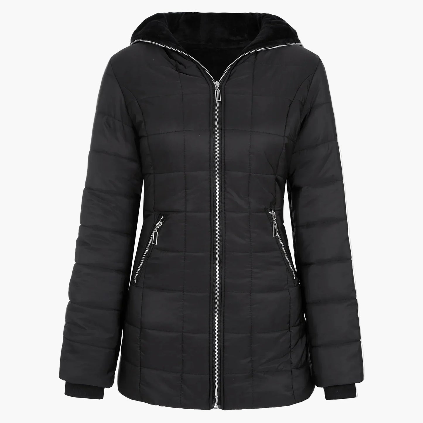 Doudoune matelassée à capuche asymétrique pour l'hiver