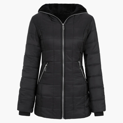 Doudoune matelassée à capuche asymétrique pour l'hiver