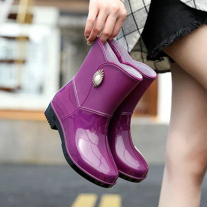 Bottes de pluie femme motif floral semelle profilée