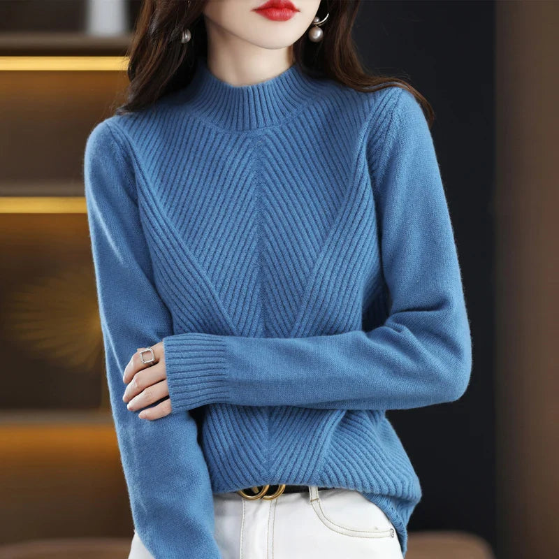 Pull tricoté Col Rond Chaud Hiver