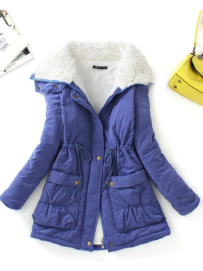 Robe d'hiver chaude avec doublure en fausse fourrure et coupe ajustable