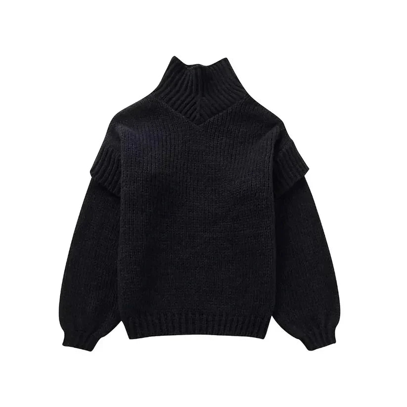 Daphne - Pull en tricot grande taille col roulé chic