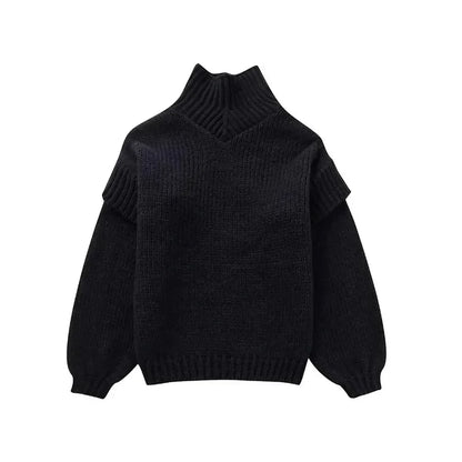 Daphne - Pull en tricot grande taille col roulé chic