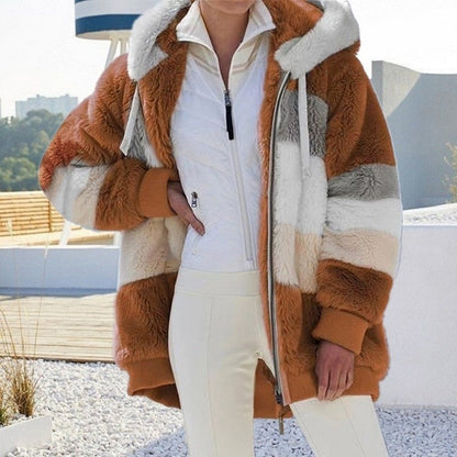 Veste en peluche pour femmes douce, chaude et élégante