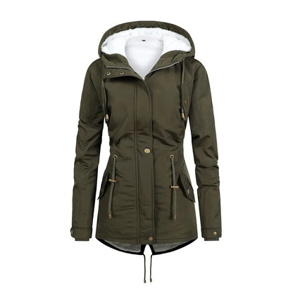 Veste d'extérieur pratique, coupe-vent, avec capuche, mi-longue