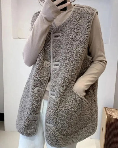 Gilet élégant en laine pour femme, écharpe aspect luxe