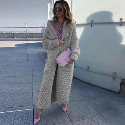Long cardigan en maille ouvert avec grandes poches