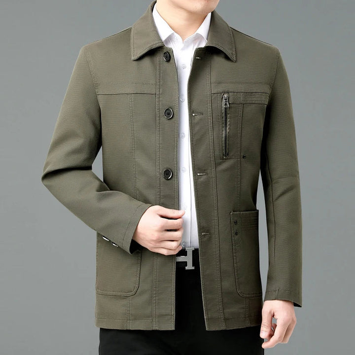Blouson en cuir élégant avec doublure colorée