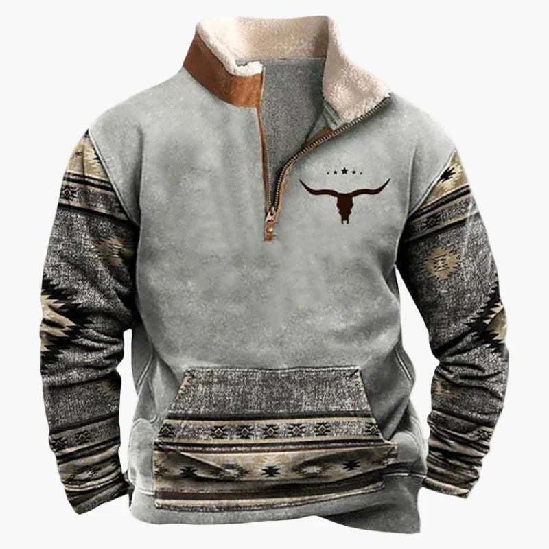 Pull élégant look western motif ethnique outdoor