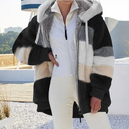 Veste en peluche pour femmes douce, chaude et élégante