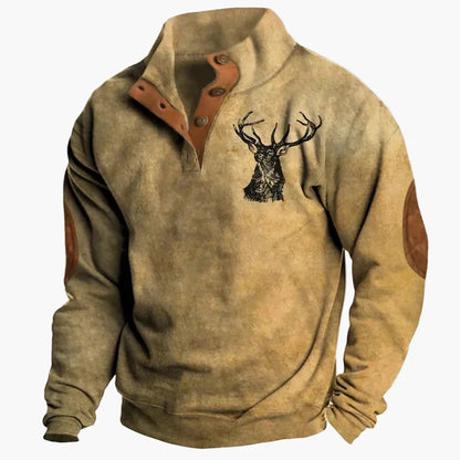 Sweat-shirt western stylé, motif ethnique, col montant