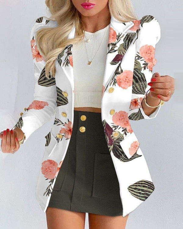 Ensemble blazer et jupe à carreaux chic pour femme