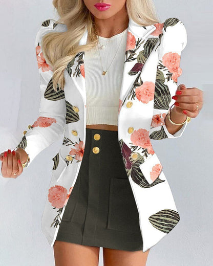 Ensemble blazer et jupe à carreaux chic pour femme