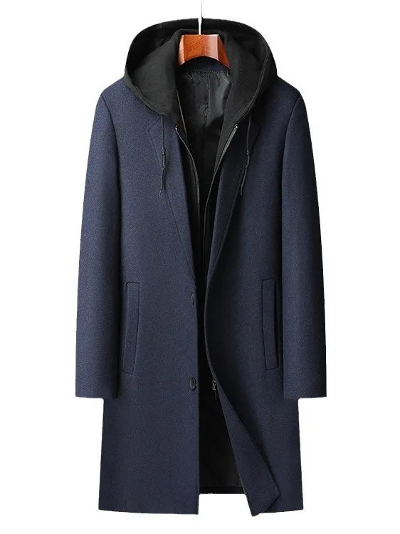 Manteau d'hiver pour hommes, manteau à capuche amovible