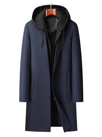 Manteau d'hiver pour hommes, manteau à capuche amovible