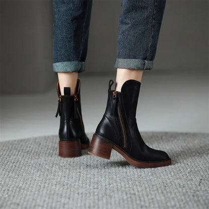 Stilvolle Stiefel - Enkellaarzen mit Reißverschluss - IdealeKleiden
