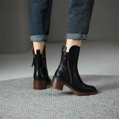 Schicke Leder-Stiefeletten Damen - IdealeKleiden