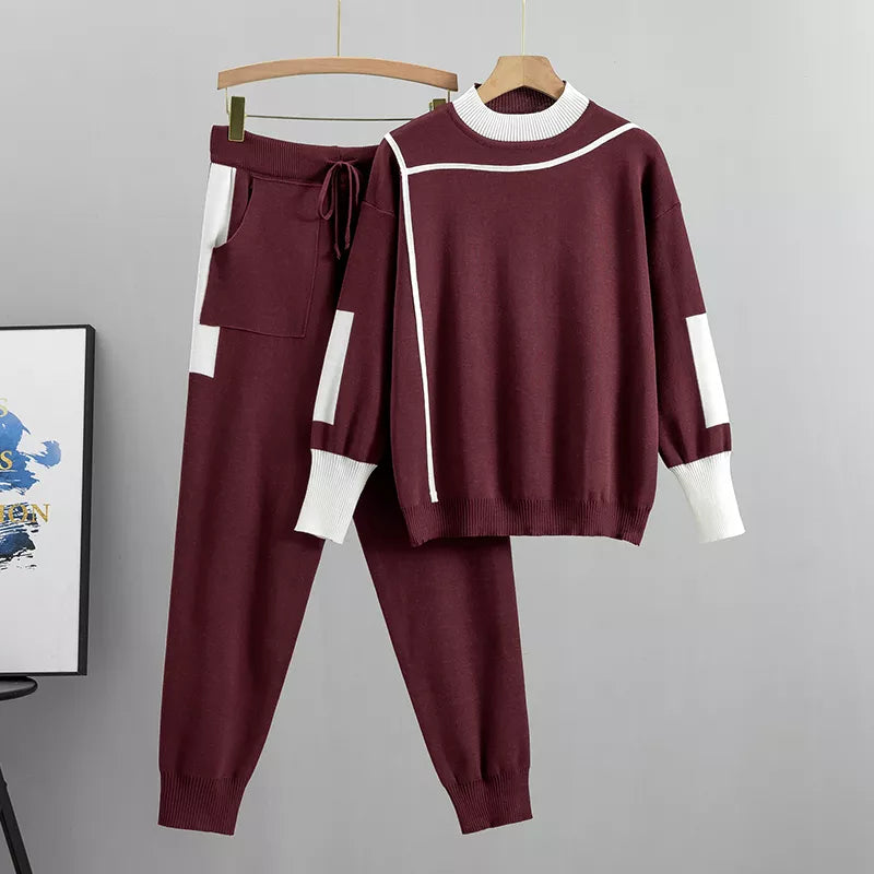 Ensemble tricoté femme pull et pantalon confort