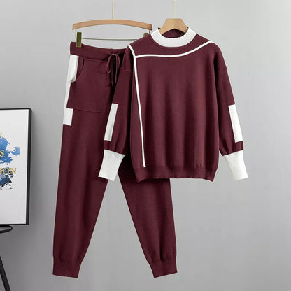 Ensemble tricoté femme pull et pantalon confort