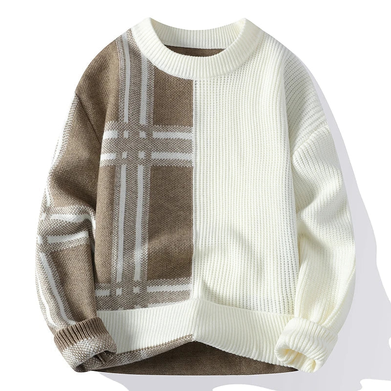 Herren Winter-Pullover Colorblock-Design Modern - IdealeKleiden