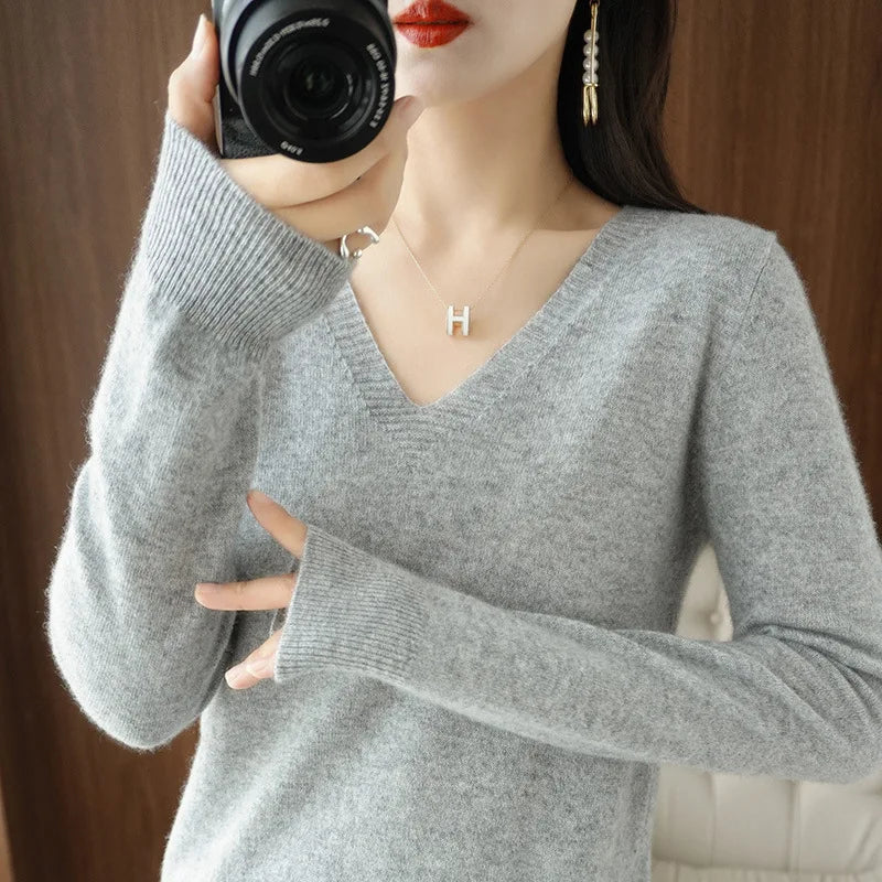 Pull col V confortable pour femme