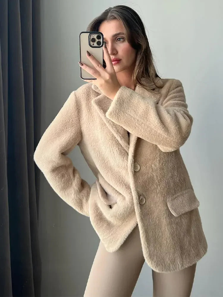 Manteau en peluche pour femme Design de luxe chaud