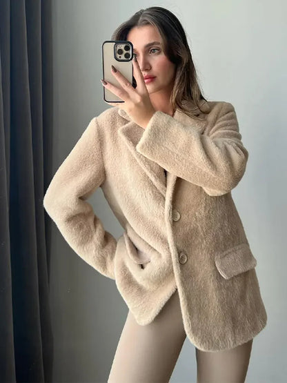 Manteau en peluche pour femme Design de luxe chaud