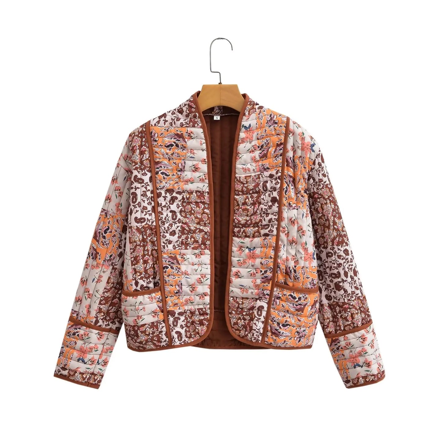 Manteau d'hiver élégant à imprimé floral pour femme