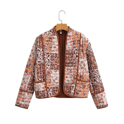 Manteau d'hiver élégant à imprimé floral pour femme