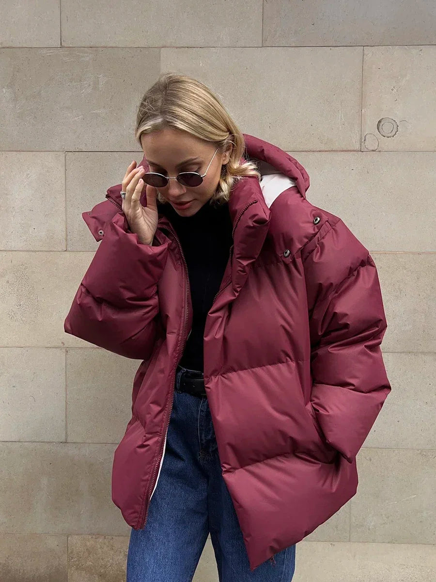 Veste d'hiver chaude pour femme | Manteau matelassé avec capuche et doublure polaire