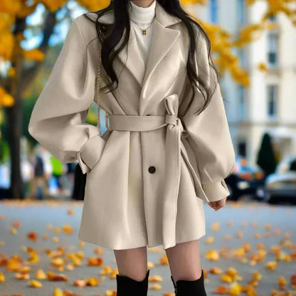 Élégant trench-coat long pour femme avec ceinture