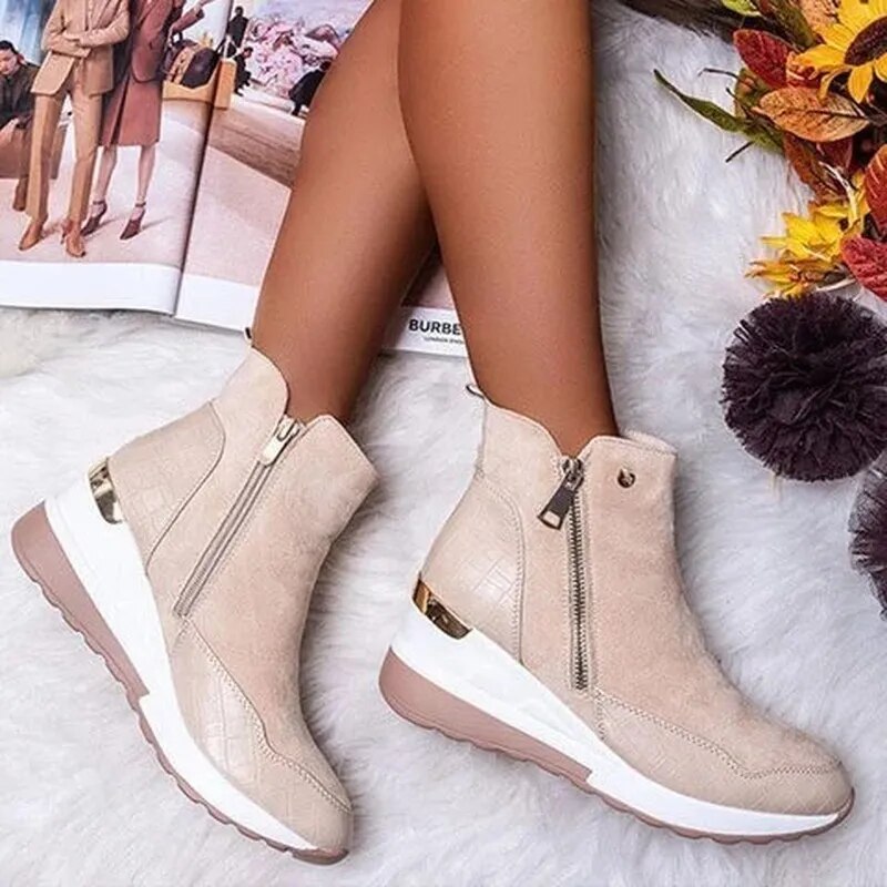 Stilvolle Stiefeletten Wildleder Schnellverschluss - IdealeKleiden