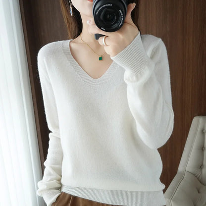 Pull col V confortable pour femme