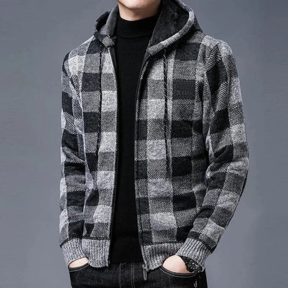 Manteau à carreaux stylé pour homme avec capuche