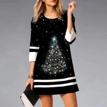 Robe de Noël pour femme, motif renne festif