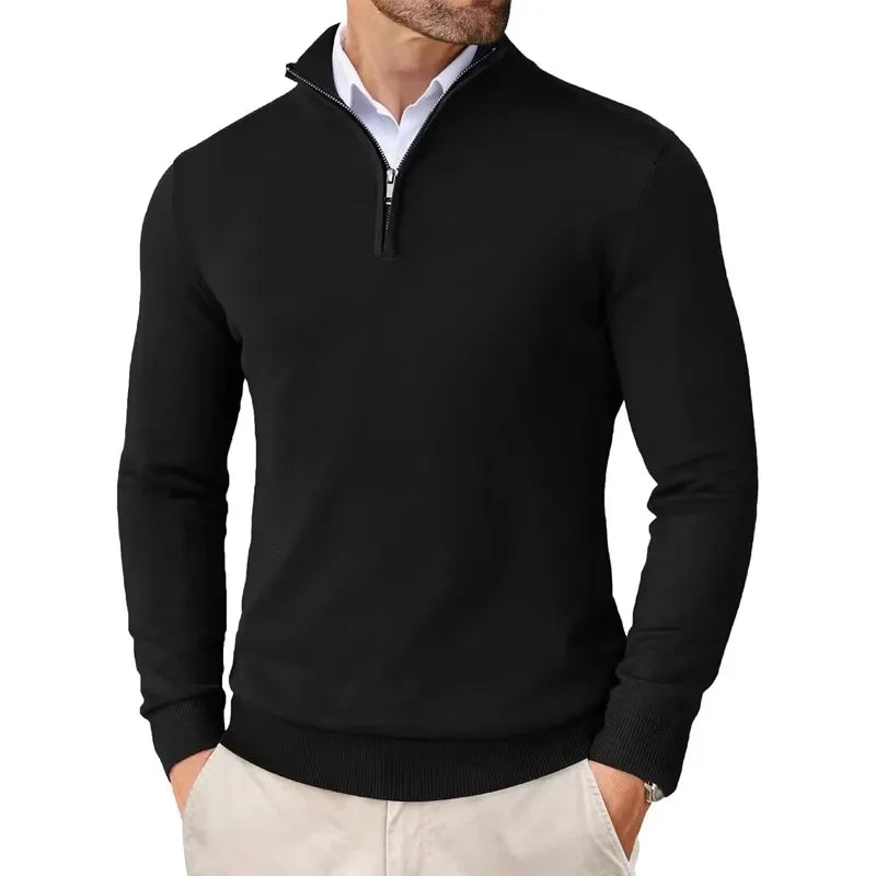 Pull moderne pour homme avec fermeture éclair sur le devant