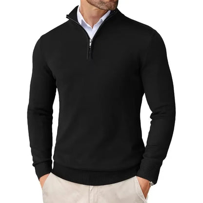 Herren Pullover Struktur Optik Halbreißverschluss - IdealeKleiden