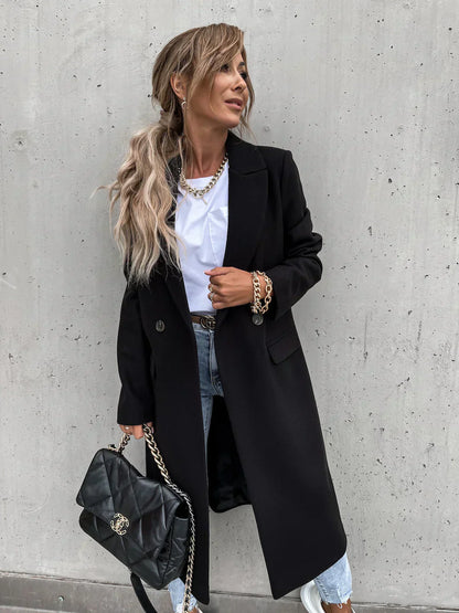Élégant manteau d'hiver noir chic pour femme