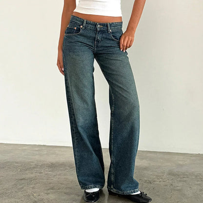 Jeans coupe large pour femme style rétro