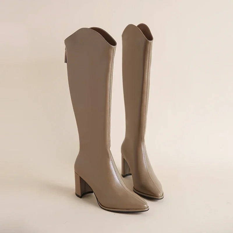 Bottes élégantes pour femmes, hauteur genou, talons hauts