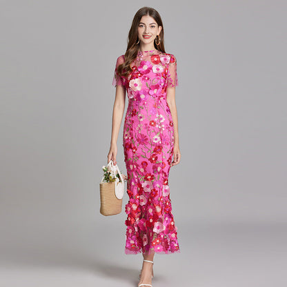 Robe longue transparente fleurie élégante pour femme