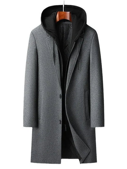 Manteau d'hiver pour hommes, manteau à capuche amovible